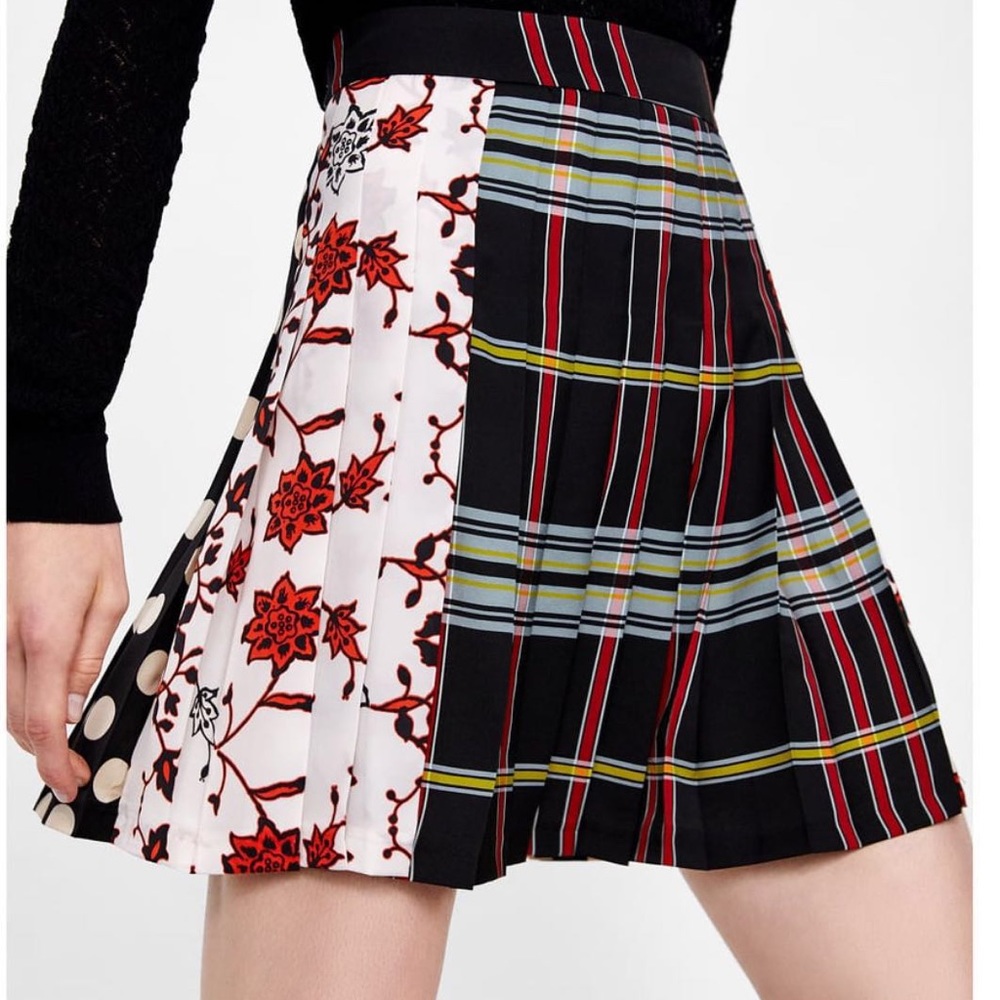 Zara plaid polka dot skirt